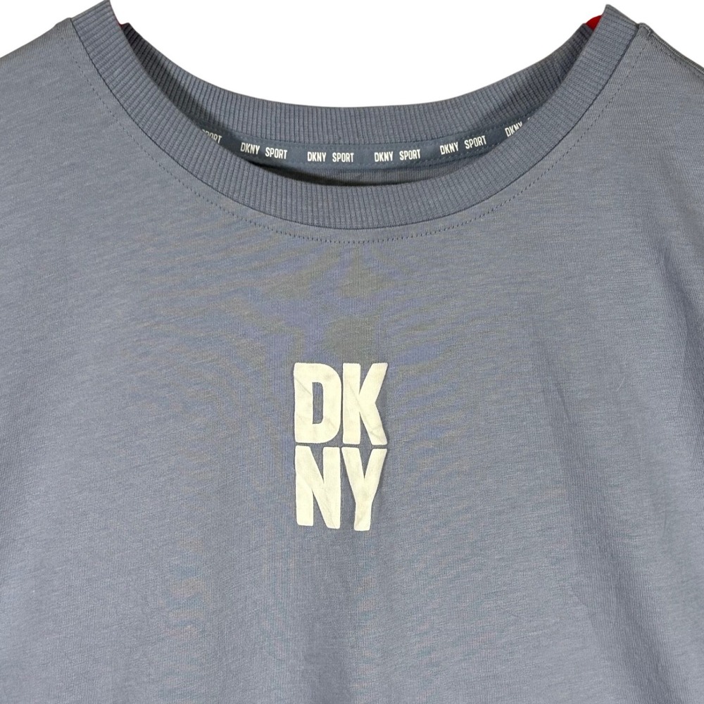 DKNY Sport Womens Purple Gray Cotton Logo Graphic T-Shirt Size Small NEW